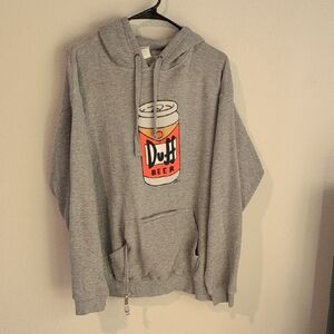 Duff Beer Simpsons Graphic Gray Hoodie Sweatshirt - Men Large L